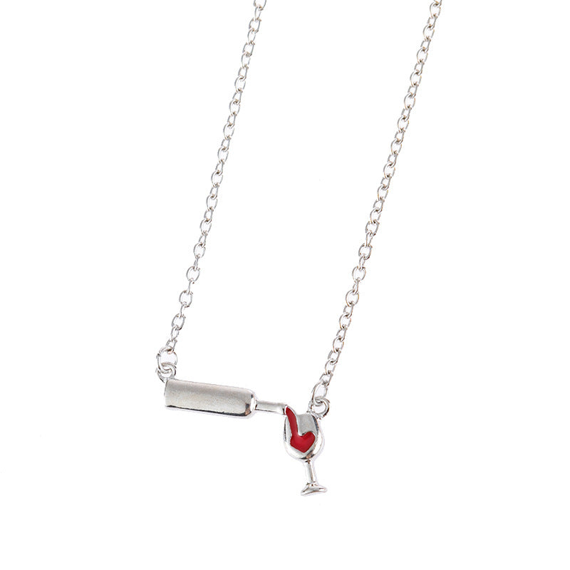 Wholesale Love Red Wine Bottles, Cups, Alloy Necklaces